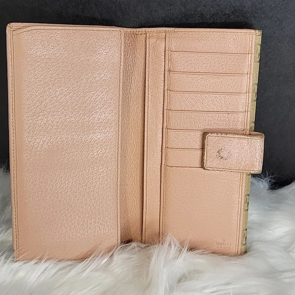 GUCCI Long Wallet CG Canvas Beige Pink Canvas X Leather Authentic‎ Used - Picture 4 of 12